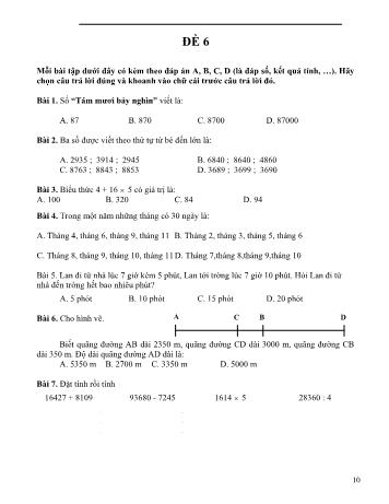 10 Đề thi học kì 2 môn Toán Lớp 3 (Phần 2)