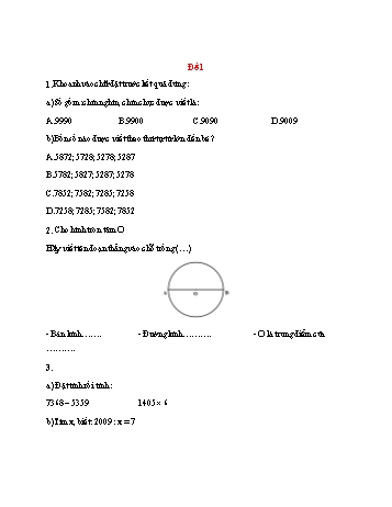 Bộ 15 đề thi giữa học kì 2 môn Toán Lớp 3