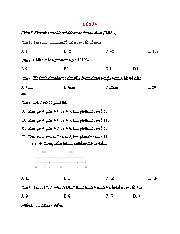 Đề thi giữa học kì 2 môn Toán Lớp 3 - Đề số 6
