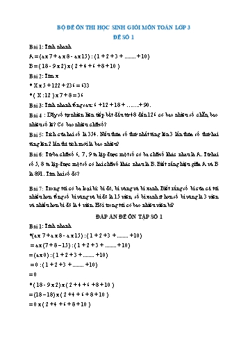 15 Bộ đề ôn thi học sinh giỏi môn Toán Lớp 3 (Có bài giải)