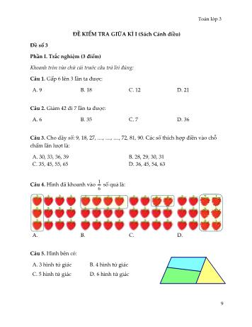 5 Đề kiểm tra giữa kì I sách Cánh diều môn Toán Lớp 3 - Đề số 3 (Kèm đáp án)