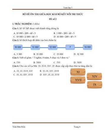 Bộ 5 đề ôn thi giữa học kì II (Bộ Kết nối tri thức) môn Toán Lớp 3 - Trần Hữu Hiếu - Đề số 2 (Kèm đáp án)
