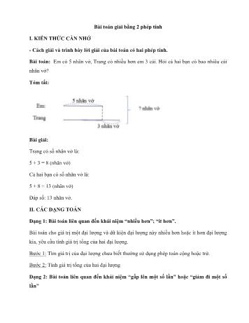 Bài tập Toán Lớp 3 - Bài toán giải bằng 2 phép tính
