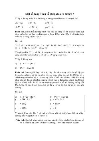 Bài tập Toán Lớp 3 - Một số dạng toán về phép chia có dư