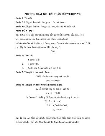 Bài tập Toán Lớp 3 - Phương pháp giải bài toán rút về đơn vị