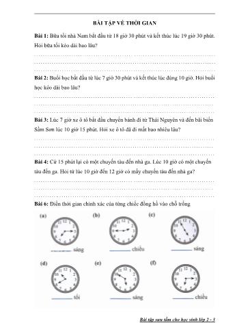 Bài tập môn Toán Lớp 2+3 - Thời gian