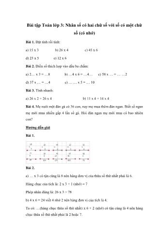 Bài tập môn Toán Lớp 3 - Nhân số có hai chữ số với số có một chữ số (có nhớ)