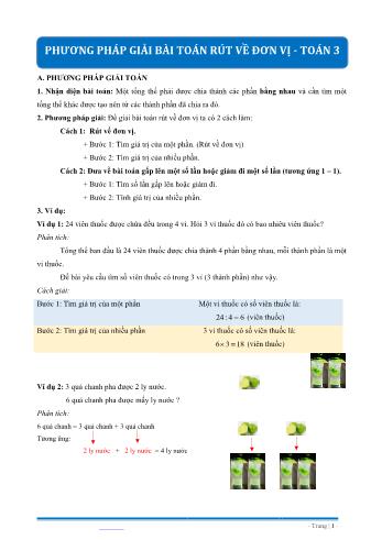 Bài tập môn Toán Lớp 3 - Phương pháp giải bài toán rút về đơn vị