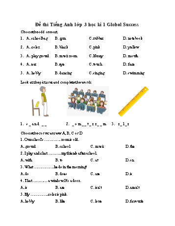 Đề thi học kì 1 môn Tiếng Anh Lớp 3 Sách Global success (Có đáp án)