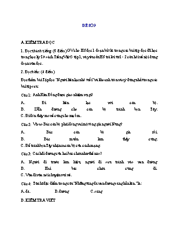 Đề thi học kì 1 Tiếng Việt Lớp 3 - Đề số 9