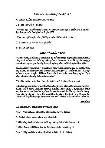 Đề thi học kì 1 Tiếng Việt Lớp 3 Sách Kết nối tri thức - Đề số 3 (Có đáp án)