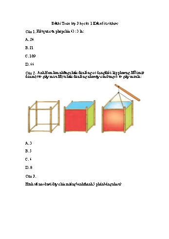 Đề thi học kì 1 Toán Lớp 3 Sách Kết nối tri thức (Có đáp án)