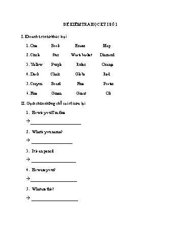 Bộ 4 đề kiểm tra học kỳ I môn Tiếng Anh Lớp 3 (Có đáp án)