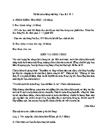 Đề thi học kì 1 môn Tiếng Việt Lớp 3 Sách Kết nối tri thức với cuộc sống - Năm học 2022-2023 - Đề 3