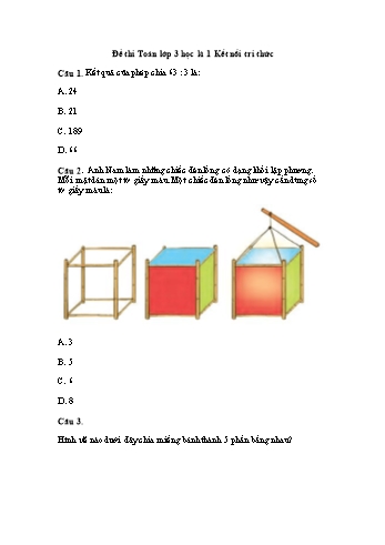 Đề thi học kì 1 môn Toán Lớp 3 Sách Kết nối tri thức với cuộc sống - Đề 2