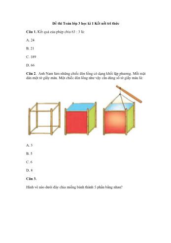 Đề thi số 2 học kì 1 môn Toán Lớp 3 Sách Kết nối tri thức với cuộc sống (Có đáp án)