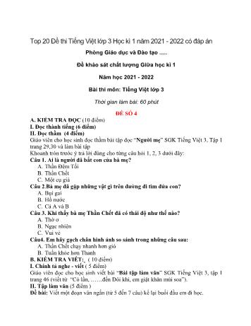 Tuyển tập 20 đề thi khảo sát chất lượng giữa học kì 1 môn Tiếng Việt Lớp 3 - Năm học 2021-2022