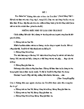 Đề kiểm tra cuối năm môn Tiếng Việt Lớp 3 (Kết nối tri thức với cuộc sống) - Năm học 2022-2023 - Đề 2 (Có đáp án)