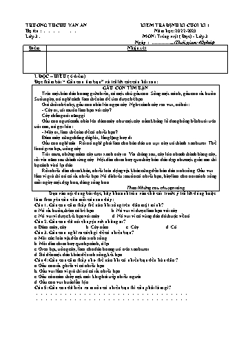 Đề kiểm tra định kì cuối kì I môn Tiếng Việt Lớp 3 - Năm học 2022-2023 - Trường Tiểu học Chu Văn An (Có đáp án)