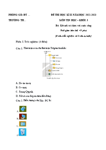 Đề thi học kì II môn Tin học Khối 3 (Kết nối tri thức với cuộc sống) - Năm học 2022-2023 - Đề 1 (Có đáp án)