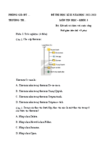 Đề thi học kì II môn Tin học Khối 3 (Kết nối tri thức với cuộc sống) - Năm học 2022-2023 - Đề 2 (Có đáp án)