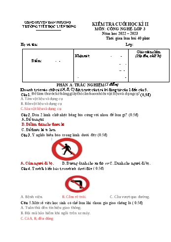 Đề kiểm tra cuối học kì II môn Công nghệ Lớp 3 - Năm học 2022-2023 - Trường Tiểu học Liên Hồng - Đề 3 (Có đáp án)